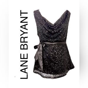 LANE BRYANT LADIES BLOUSE WITH TIE WAIST SIZE 16.  Bust 20” Length 24.5”